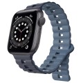 For Apple Watch 6 40mm Reverse Buckle Two Color Magnetic Silicone Watch Band(Dark Blue+Light Blue)
