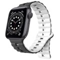 For Apple Watch 6 40mm Reverse Buckle Two Color Magnetic Silicone Watch Band(Black+White)