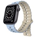 For Apple Watch 6 40mm Reverse Buckle Two Color Magnetic Silicone Watch Band(Blue+Starlight)
