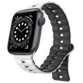 For Apple Watch 6 40mm Reverse Buckle Two Color Magnetic Silicone Watch Band(White+Black)
