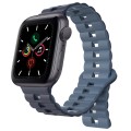 For Apple Watch Series 5 44mm Reverse Buckle Two Color Magnetic Silicone Watch Band(Dark Blue+Light