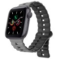For Apple Watch Series 5 44mm Reverse Buckle Two Color Magnetic Silicone Watch Band(Grey+Black)