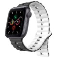 For Apple Watch Series 5 40mm Reverse Buckle Two Color Magnetic Silicone Watch Band(Black+White)