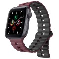 For Apple Watch Series 5 40mm Reverse Buckle Two Color Magnetic Silicone Watch Band(Wine Red+Black)