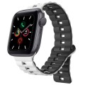 For Apple Watch Series 5 40mm Reverse Buckle Two Color Magnetic Silicone Watch Band(White+Black)