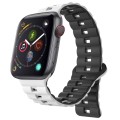 For Apple Watch Series 4 44mm Reverse Buckle Two Color Magnetic Silicone Watch Band(White+Black)