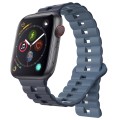 For Apple Watch Series 4 40mm Reverse Buckle Two Color Magnetic Silicone Watch Band(Dark Blue+Light