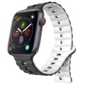 For Apple Watch Series 4 40mm Reverse Buckle Two Color Magnetic Silicone Watch Band(Black+White)