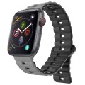 For Apple Watch Series 4 40mm Reverse Buckle Two Color Magnetic Silicone Watch Band(Grey+Black)