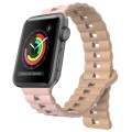 For Apple Watch Series 2 42mm Reverse Buckle Two Color Magnetic Silicone Watch Band(Pink+Grey)