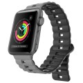 For Apple Watch Series 2 38mm Reverse Buckle Two Color Magnetic Silicone Watch Band(Grey+Black)