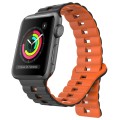 For Apple Watch Series 2 38mm Reverse Buckle Two Color Magnetic Silicone Watch Band(Black+Orange)