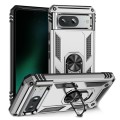 For Google Pixel 8a Shockproof TPU + PC Phone Case with Holder(Silver)