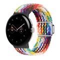 For Google Pixel Watch / Watch 2 Nylon Loop Magnetic Buckle Watch Band(Official Rainbow)