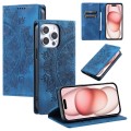 For iPhone 15 Pro Max Totem Embossed Magnetic Leather Phone Case(Blue)