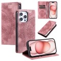 For iPhone 14 Pro Max Totem Embossed Magnetic Leather Phone Case(Rose Gold)