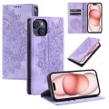 For iPhone 14 Plus Totem Embossed Magnetic Leather Phone Case(Purple)