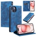 For iPhone 13 Totem Embossed Magnetic Leather Phone Case(Blue)