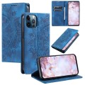 For iPhone 12 Pro Max Totem Embossed Magnetic Leather Phone Case(Blue)