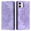 For iPhone 12 mini Totem Embossed Magnetic Leather Phone Case(Purple)