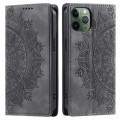 For iPhone 11 Pro Totem Embossed Magnetic Leather Phone Case(Grey)