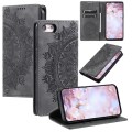 For iPhone SE 2022 / 2020 / 8 / 7 Totem Embossed Magnetic Leather Phone Case(Grey)