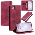 For iPhone SE 2022 / 2020 / 8 / 7 Totem Embossed Magnetic Leather Phone Case(Red)