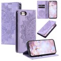 For iPhone SE 2022 / 2020 / 8 / 7 Totem Embossed Magnetic Leather Phone Case(Purple)