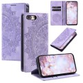 For iPhone 8 Plus / 7 Plus Totem Embossed Magnetic Leather Phone Case(Purple)