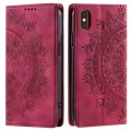 For iPhone XS / S Totem Embossed Magnetic Leather Phone Case(Red)