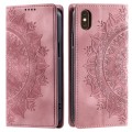 For iPhone XS / S Totem Embossed Magnetic Leather Phone Case(Rose Gold)