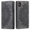 For iPhone XS Max Totem Embossed Magnetic Leather Phone Case(Grey)