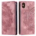 For iPhone XS Max Totem Embossed Magnetic Leather Phone Case(Rose Gold)