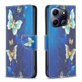 For Infinix Note 30i Colored Drawing Pattern Leather Phone Case(Gold Butterfly)