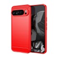 For Google Pixel 9 Pro 5G Carbon Fiber Brushed Texture TPU Phone Case(Red)