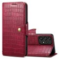 For Samsung Galaxy A32 Denior Crocodile Texture Oil Edge Leather Phone Case(Rose Red)