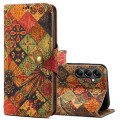 For Samsung Galaxy S23 FE Denior Flower Language Series Cork Fabric Oil Edge Leather Phone Case(Autu