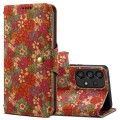 For Samsung Galaxy A23 5G Denior Flower Language Series Cork Fabric Oil Edge Leather Phone Case(Summ