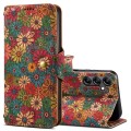 For Samsung Galaxy A34 5G Denior Flower Language Series Cork Fabric Oil Edge Leather Phone Case(Spri
