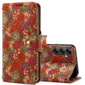For Samsung Galaxy S24 5G Denior Flower Language Series Cork Fabric Oil Edge Leather Phone Case(Summ