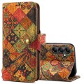 For Samsung Galaxy S24 5G Denior Flower Language Series Cork Fabric Oil Edge Leather Phone Case(Autu