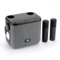 T&G TG545DK Home Handheld Dual-microphone KTV Wireless Bluetooth Speaker with Flashlight(Grey)