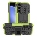 For Samsung Galaxy S23 FE 5G Tire Texture TPU + PC Phone Case with Holder(Green)