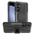 For Samsung Galaxy S23 FE 5G Tire Texture TPU + PC Phone Case with Holder(Black)