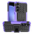 For Samsung Galaxy S23 FE 5G Tire Texture TPU + PC Phone Case with Holder(Purple)