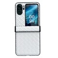 For OPPO Find N2 Flip Three-piece Set Woven Texture Folding PU Phone Case(White)