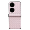 For Huawei P50 Three-piece Set Woven Texture Folding PU Phone Case(Pink)