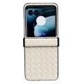 For Motorola Razr 40 Ultra Three-piece Set Woven Texture Folding PU Phone Case(Gold)
