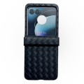 For Motorola Razr 40 Ultra Three-piece Set Woven Texture Folding PU Phone Case(Black)