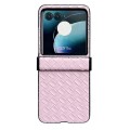 For Motorola Razr 40 Ultra Three-piece Set Woven Texture Folding PU Phone Case(Pink)